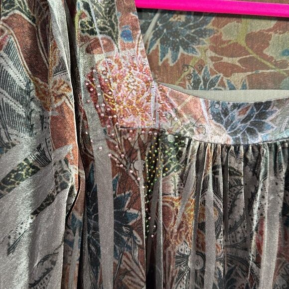 Susan Lawrence Woman Velvet Burnout Floral Top 1X Romantic Boho Evening Blouse - Picture 6 of 14